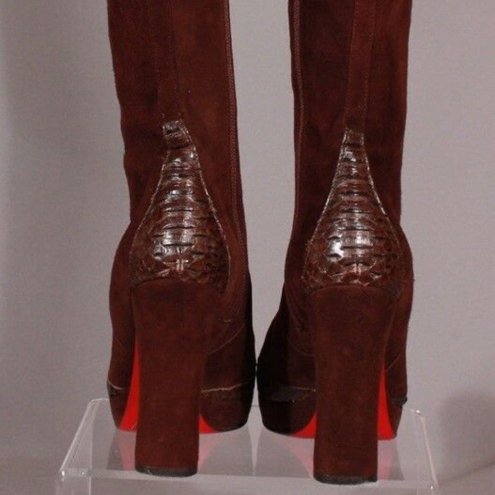 Cesare Paciotti Brown Suede Boots W/ Python 36.5 - image 2